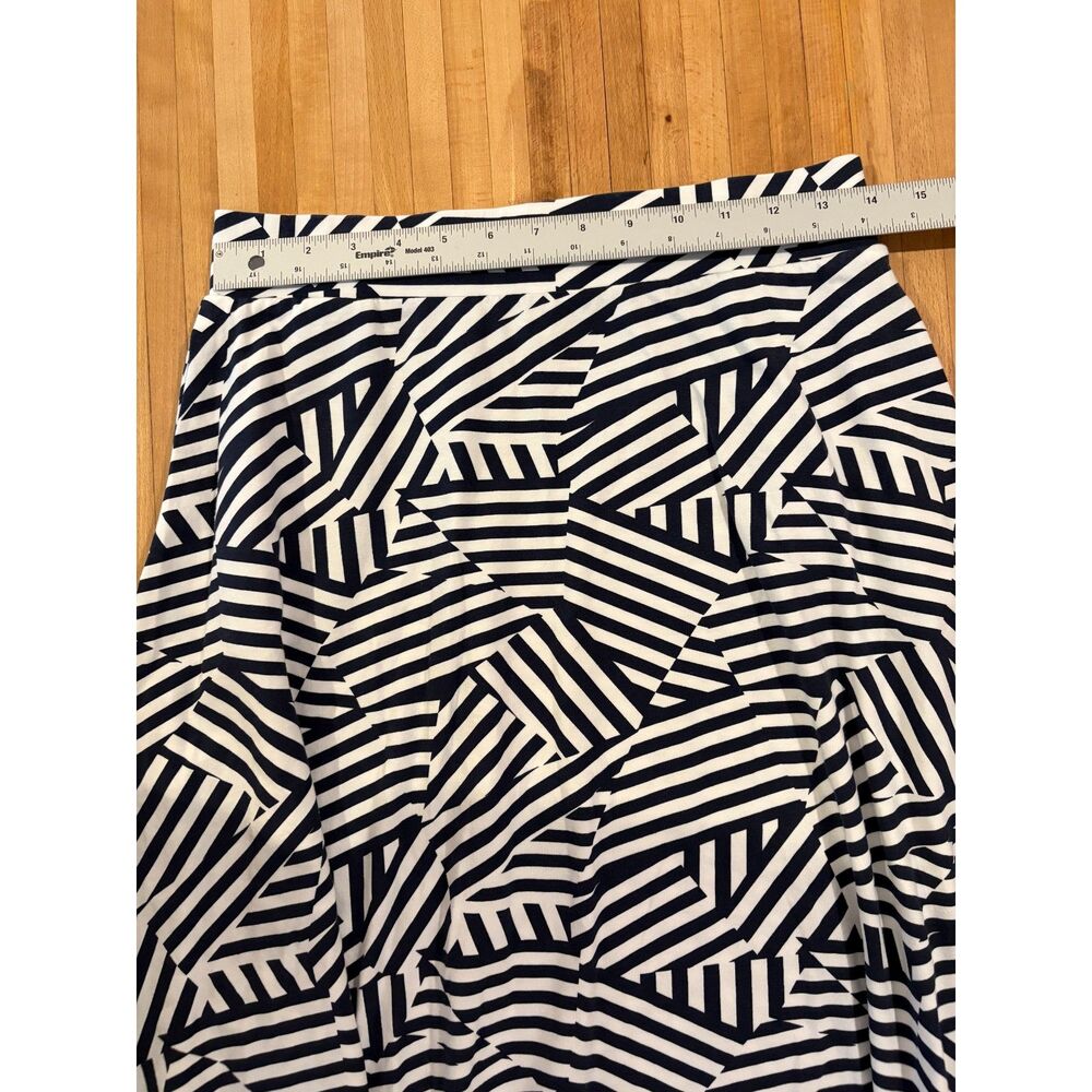 Pact Blue White Stripe Print Pull On Midi Skirt Women's Medium Stretch Boho - Picture 4 of 5